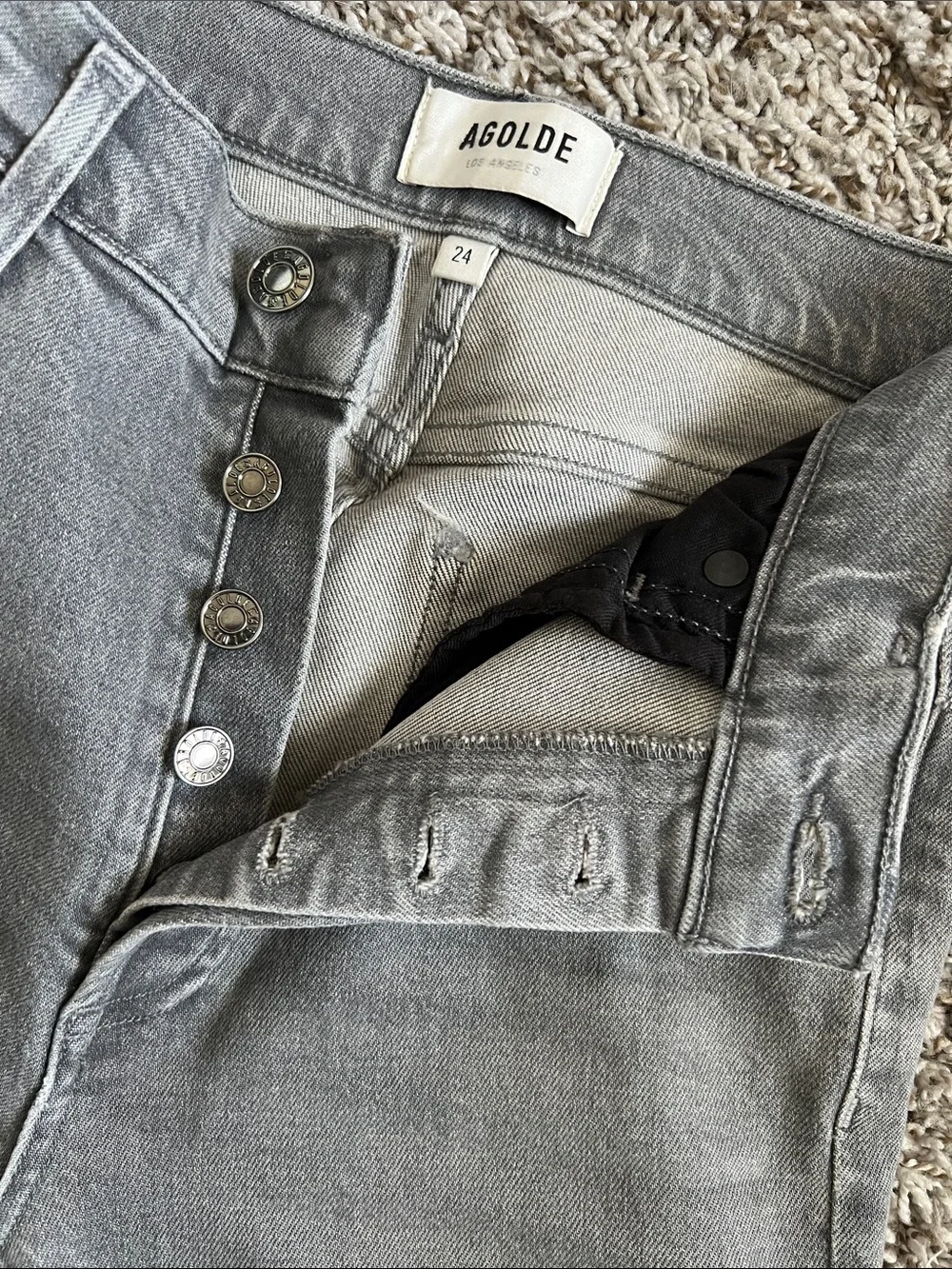 Like New! AGOLDIE Nico High Rise Slim Jeans Button Fly Organic Cotton Blend 24